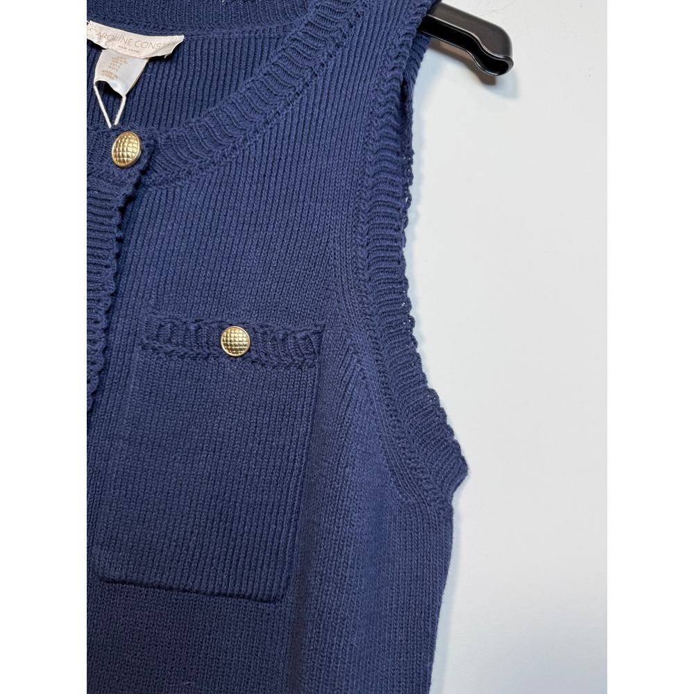 Caroline Constas Maritime Blue Cotton Knit Button Front Mini Dress Large NWT - Picture 5 of 6